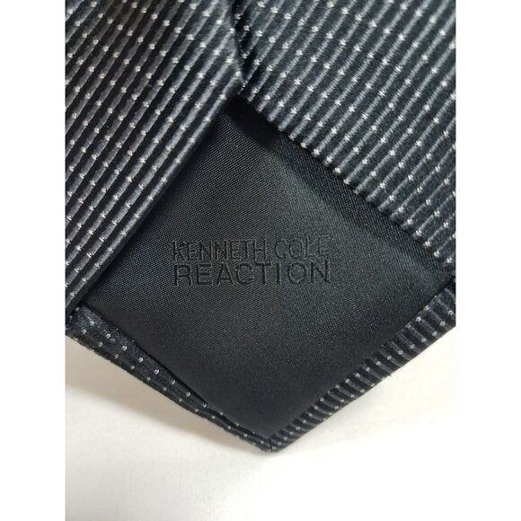 Kenneth Cole Reaction Mens Necktie Silk black micro check tie - Picture 5 of 6